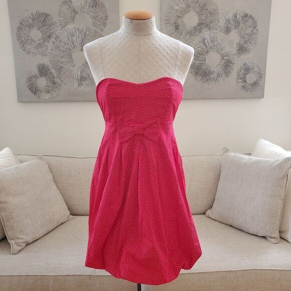 🌹 RUBY ROX 🌹 NEW - Strapless Bubble Hem Polka Dot Mini Dress - [Medium, Red] - Picture 1 of 11